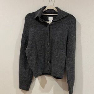 H&M Dark Charcoal Button-Up Women's Cardigan